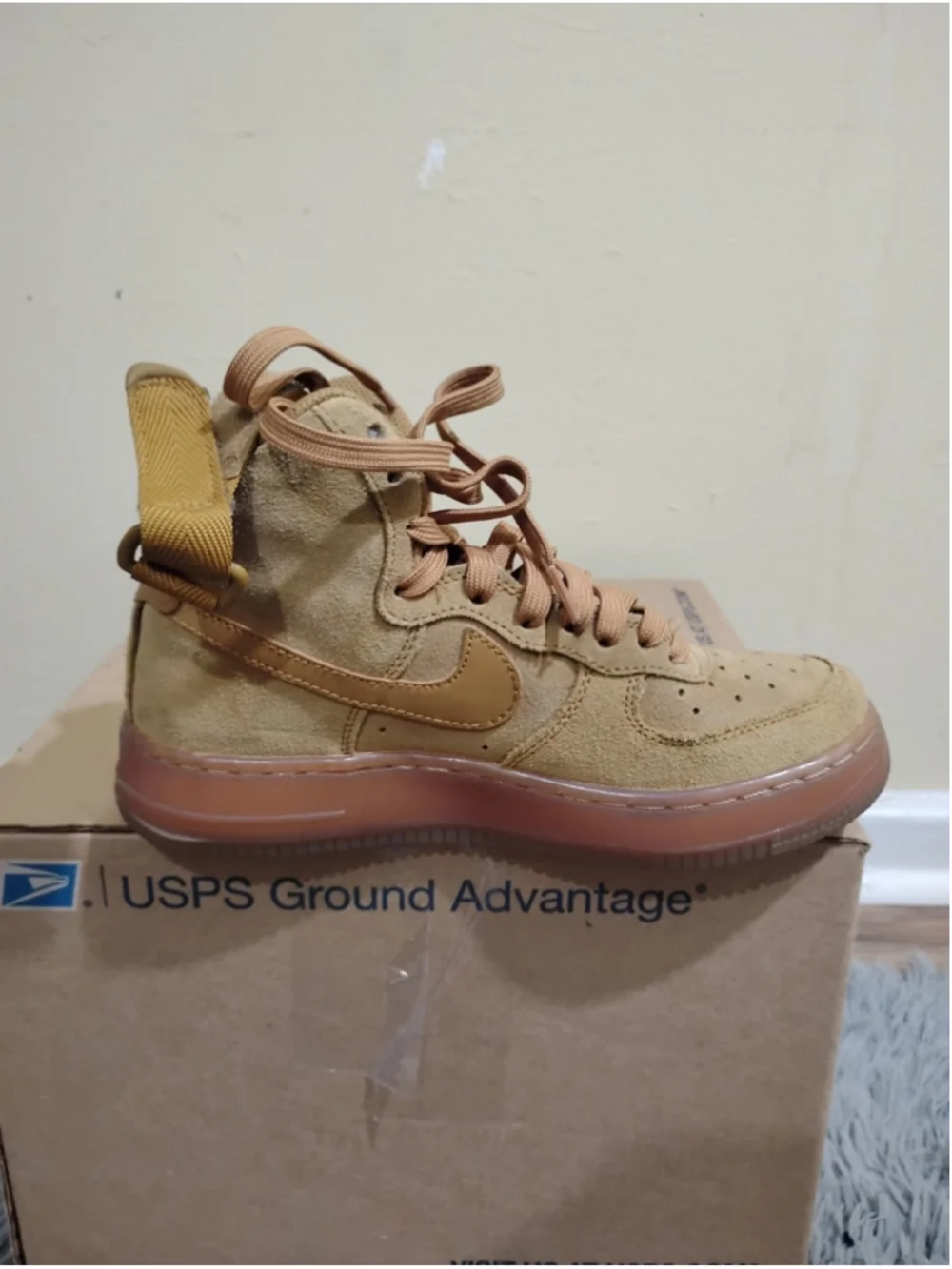 Nike Air Force 1 One High GS Youth Size 4.5 Wheat Flax Brown Suede CK0262-700